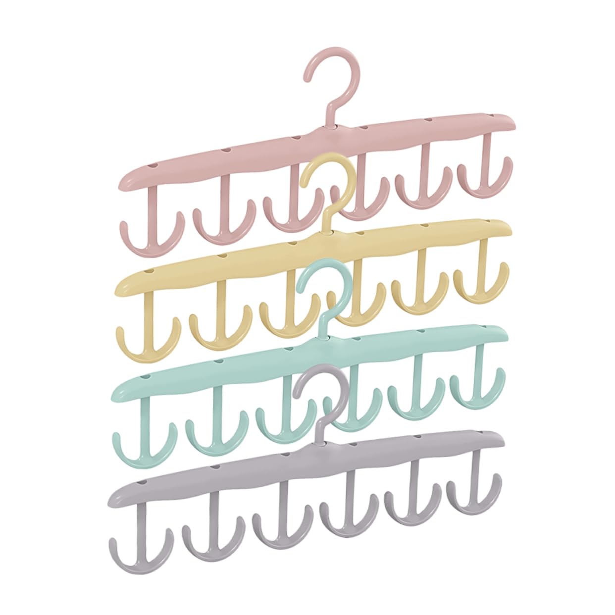 OUNONA Portable Belt Hanger Rack 4 Slots Tie Organizer Scarf Hanger Space-Saving Home Storage