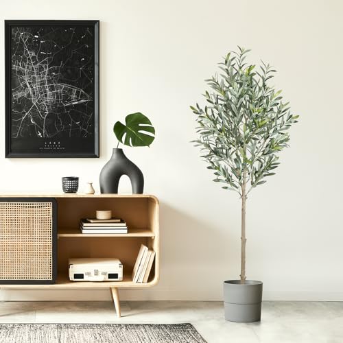 Bludrfnly Olivenbaum Künstlich 150cm - Kunstpflanzen Groß, Künstliche Pflanzen Deko, Kunstpflanze Olivenbaum im Topf für Zuhause, Wohnzimmer, Flur, Schlafzimmer, Büro, Einkaufszentrum