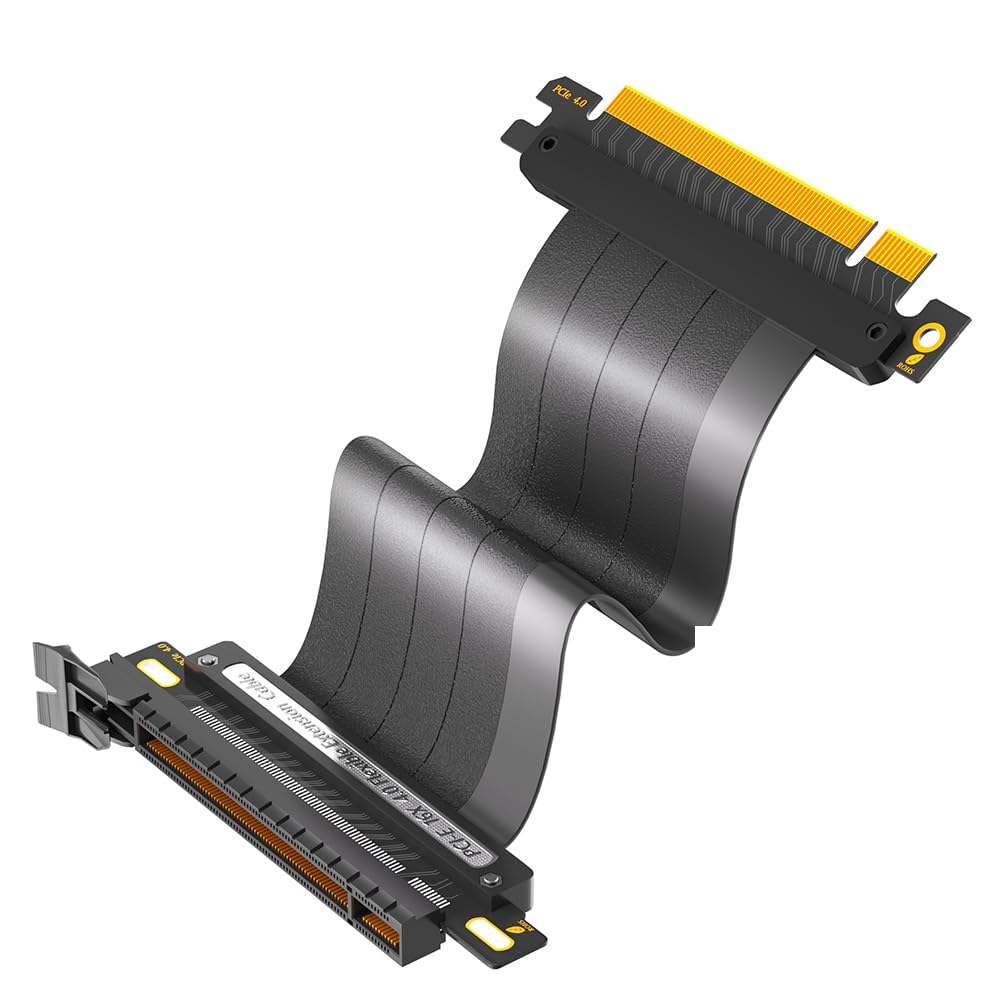 Cable elevador PCIe 4.0 de 20cm x16 negro blindado con conector de 180 grados 8