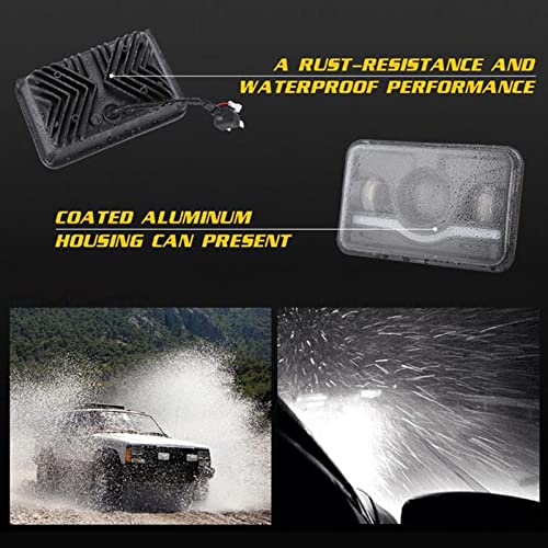 Fari LED rettangolari 4x6 pollici, abbaglianti e anabbaglianti con DRL bianco/rosso indicatore di direzione sequenziale, IP68, 45 W, 9–32 V DC