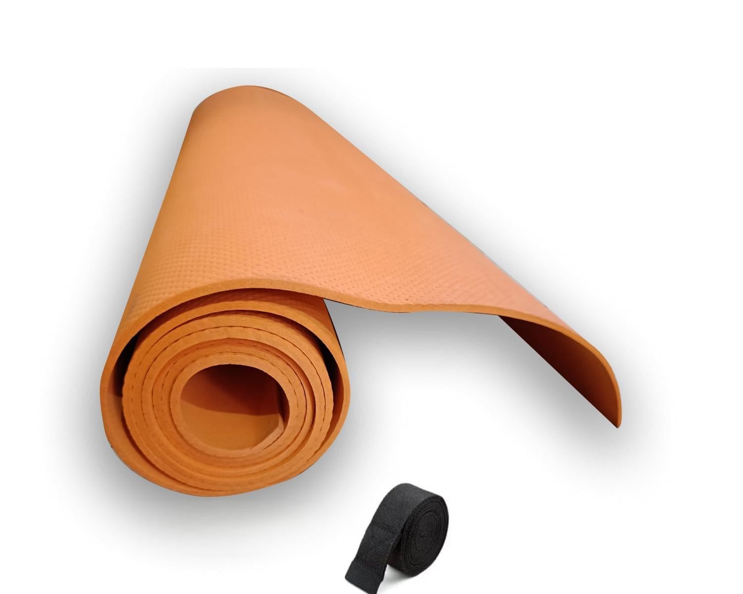 EVA Yoga Mat with Carry Belt, Orange, 6mm Thick, 6x2 Feet, Anti-Slip Exercise Mat for Home Workout, Gym, Stretching-image-17