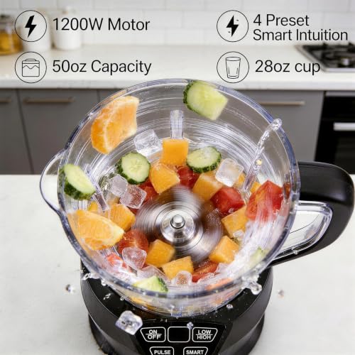 Image of Liebe&Lecker 1200W Smoothie Blender, 50oz blenders for kitchen | Milkshake Maker with 50-Oz Jar, 28-oz To-Go Cups & Spout Lids, or Frozen Drinks, Meal Prep, Zero BPA