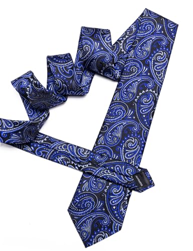 Image of YOHOWA Mens Ties Set Wedding Paisley Neckties with Handkerchief Cufflinks Formal Business