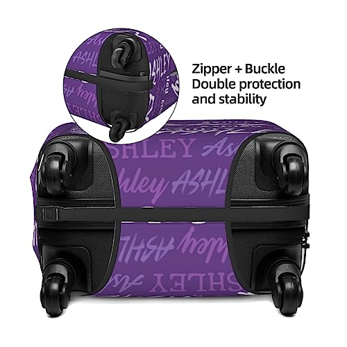 Custom Luggage Cover with Name, Personalized Elastic Purple Theme Travel Suitcase Protector Cover Gift for Men Women Team (4 Sizes)3