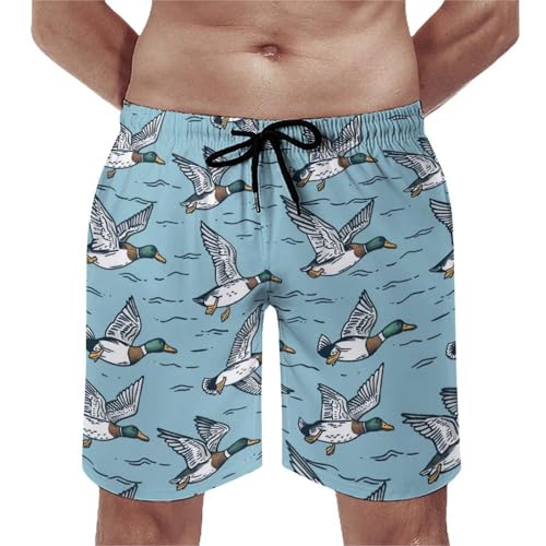 Flying Mallard Ducks Mens Swim Trunks Beach Shorts Quick Dry Bathing Suits And Mesh Lining