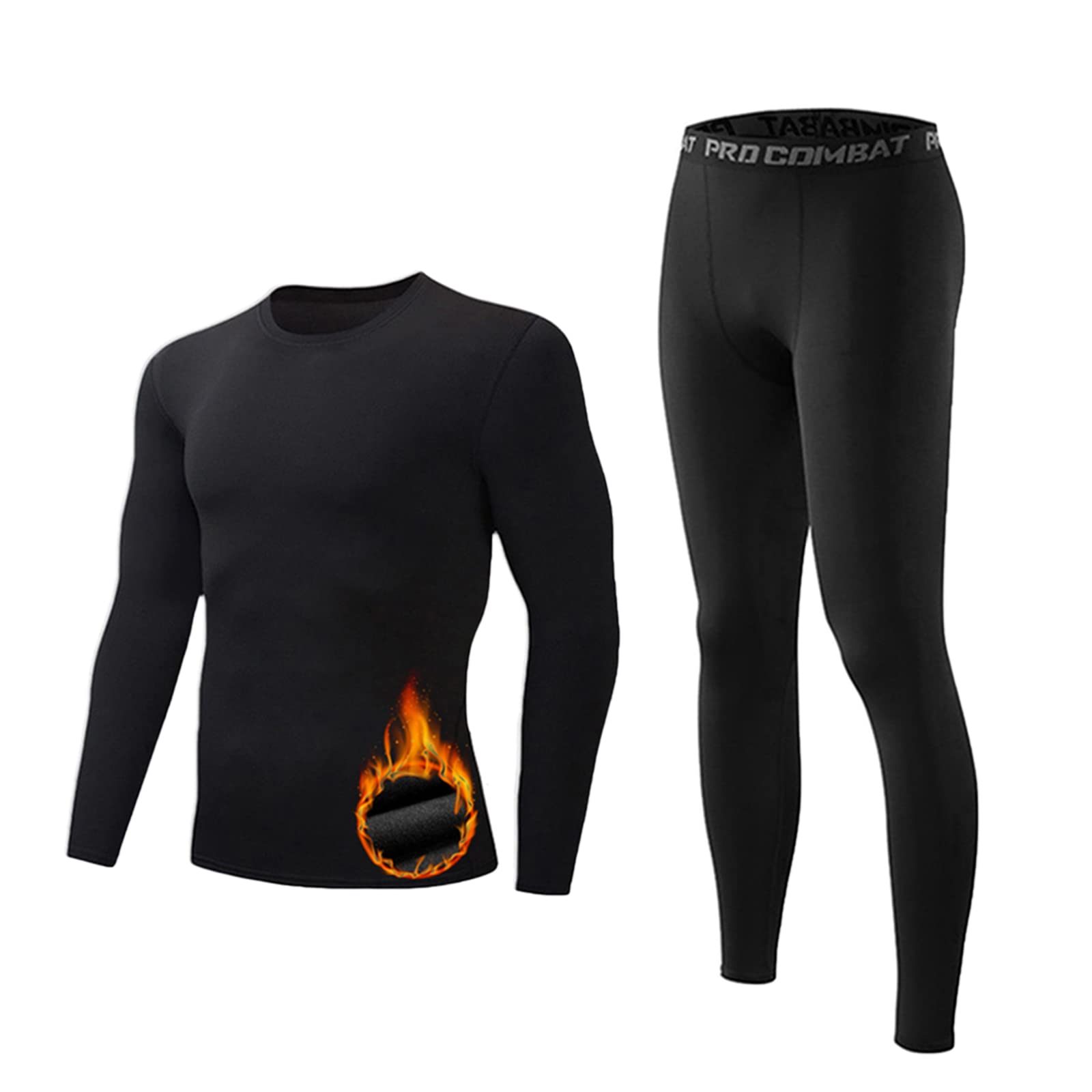 ATRACTIVOLL Ropa Interior Térmica Hombre, Funcional Conjuntos Térmica Transpirable Cálido Camiseta Manga Larga y Malla Pantalon Térmicos Elástica Deportivos Capa Base para Otoño Invierno Esqui Running Ciclismo