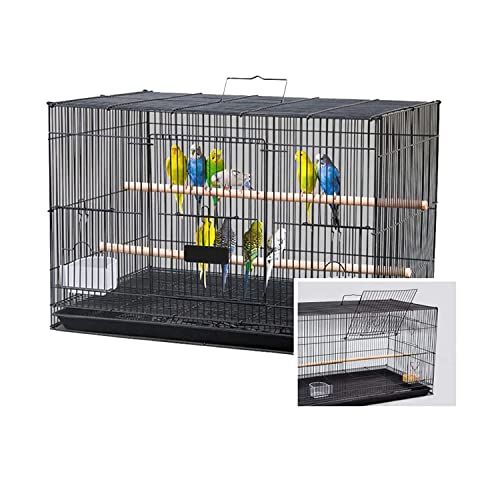 Image of 2 Feet Birds Cage, Big House for Parrot, Budgies Budgies, Parakeets, Rabbit and Small Pets with 2 Feeding Cup and 1 Perch with Secure Lock (Black)