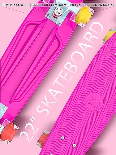 Merkapa 22" Complete Skateboard Cruiser Plastic Skateboard With Colorful Led Light Up Wheels For Beginners Kids Girls Adults (Pink) #TOP4