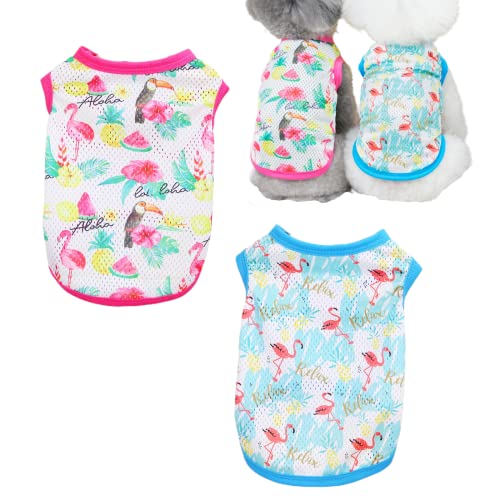 Loyanyy 2Pack Mesh Dog Shirts Breathable Cat Vest For Summer Lightweight Hawaii Style Floral Puppy Kitten Tank Top Sleeveless Vest For Small Medium Dog Red Blue Medium #TOP25