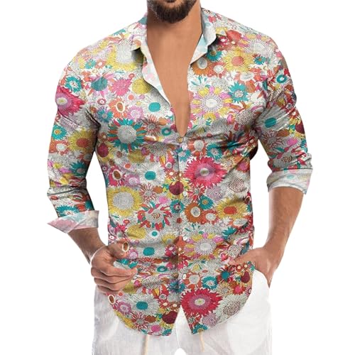 Chemise floral hommes manches longues idéale pour les balades et loisirs d'été
