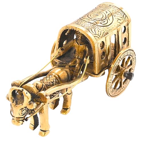Tarini Gallery NO Brass Vintage Bullock Cart Pital Bailgadi Statue Traditional Indian Art Piece Decoration Accessory Article thumb #3