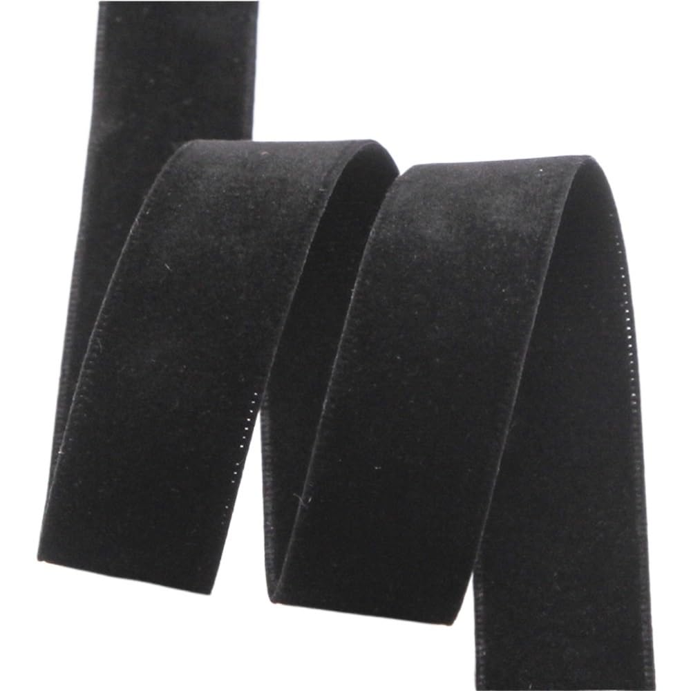 WEITINGKKK Ribbons for Gift Wrapping, Double Face Suede Blank Pressing Velvet Ribbon Wreath Bow Multicolor 25-38mm 5 Yards Roll(Black,38mm)