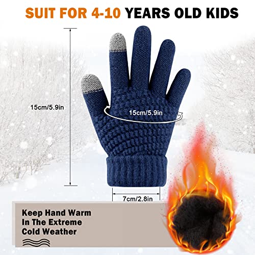 Image of ONESING Kids Knit Gloves - Stretchy Gloves for Boys Girls Winter, Solid Finger Gloves for Children