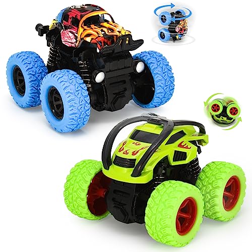 VoMii Monstertruck, 2 unidades Monster Truck coche de juguete para niños a partir de 3 a 10 años, rotación de acrobacias de 360°, juegos de coches de carreras para niños