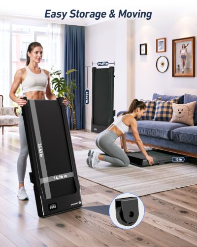 Image of DeerRun Under Desk Walking Pad Treadmill for Home Office & Small Spaces, 6% Manual Incline, 0.6-3.8 MPH Walking Speed, 2.5 HP, 300 lb Capacity, App & Remote Control