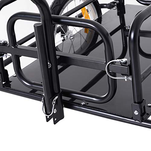 HOMCOM Fahrradanhänger Klappbar Lastenanhänger mit Kupplung, Kuppler & Reflektoren Transportwagen bis 40 kg belastbar, Transportanhänger Anhänger für Camping, Einkaufen, Umzug 155 x 71,5 x 77 cm