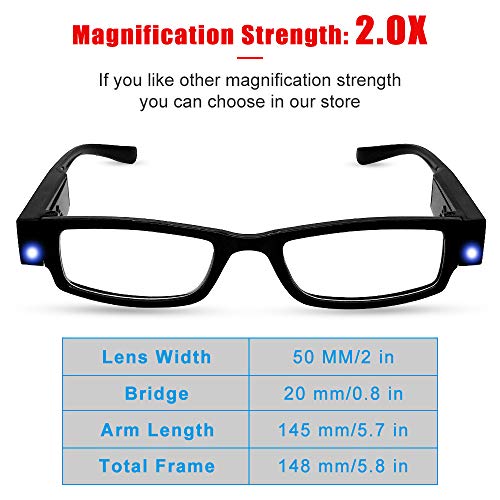 Duanmei Led Readers For Men Women Reading Glasses With Light Magnifying Glasses With Light Led Magnifier Eyeglasses Nighttime Reader Compact Full Frame Eyewear Unisex Clear Vision Lighted Eye Glasses thumb #3