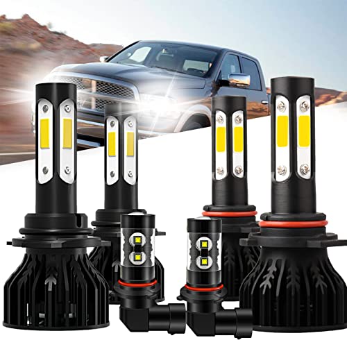 QUAYUB Fit For DODGE RAM 1500 2500 3500 With Projector (2013-2015) 9005/HB3+9012/HIR2 High Low Beam+9145 LED Fog Light Bulbs, LED Headlight Conversion Kit, Pack of 6 QUAYUB Fit For DODGE RAM 1500 2500 3500 With Projector (2013-2015) 9005/HB3+9012/HIR2 High Low Beam+9145 LED Fog Light Bulbs, LED Headlight Conversion Kit, Pack of 6