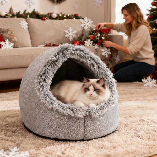 Mppchhn Katzenbett Höhle | Warme Beruhigende Winter Haustierbedarf,Kleines Hundebett Katzenhöhle | Für Welpen Kleine Hunde Schlafen Innen Schlafzimmer Wohnzimmer Balkon Zuhause Wohnung