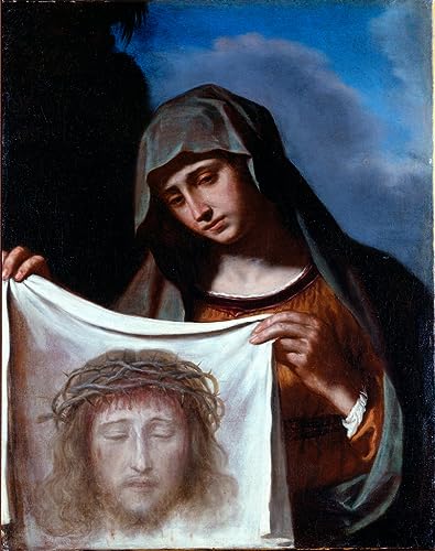 Pintura sobre lienzo abstracta y óleo clásico del Rostro de Cristo de Guercino, 60x90cm