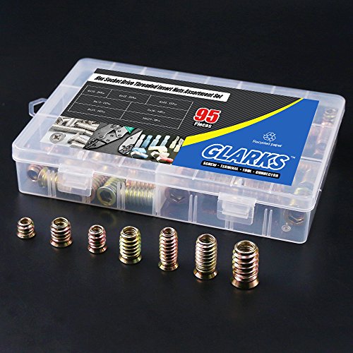 Glarks GLLAKLJN-95 95Pcs Zinc Alloy Hex Flanged Screw-In Nut Hex Socket Drive Threaded Insert Nuts Assortment Set thumb #4