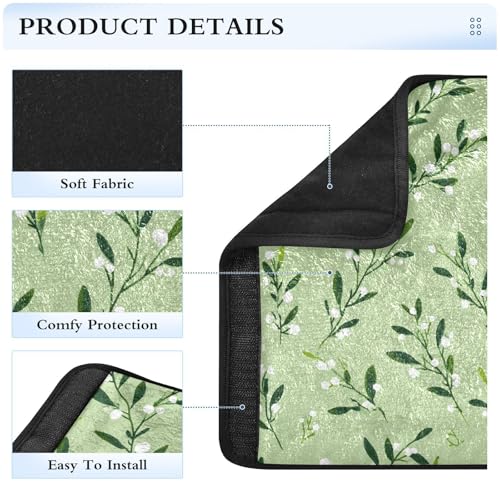 Image of 2 Pack Seatbelt Covers Seat Belt Cover Pad for Adults Boys Girls Car Seat Strap Covers Pads Cushion Universal Shoulder Strap Pad Protector for Backpack Camera Bag 10x7.7Inch Green Branches and White B
