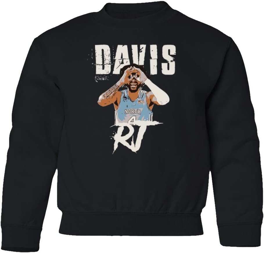 Davis Madness North Carolina Basketball Fans Youth Crewneck Sweater (Black, Youth X-Large)