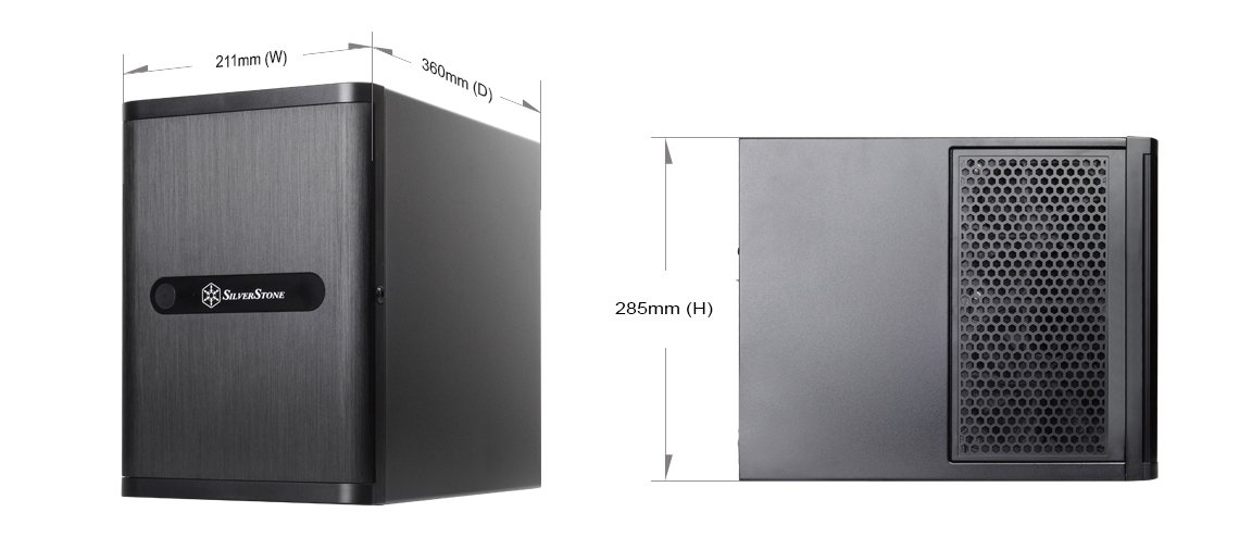 SilverStone 71062 SST-DS380 - Case Storage Mini-ITX Computer-Gehäuse mit Fronttür, 8x 3.5" HDD Hot-Swap Einschübe, schwarz
