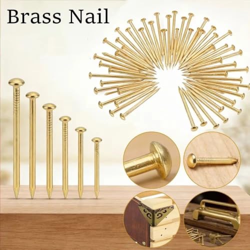 100 pcs Clavos pequeños de latón, cabeza redonda decorativa 1.2/1.5/2 mm para muebles, cajas de joyería y reparación de instrumentos (15 x 1.5 mm, amarillo) miniatura 2