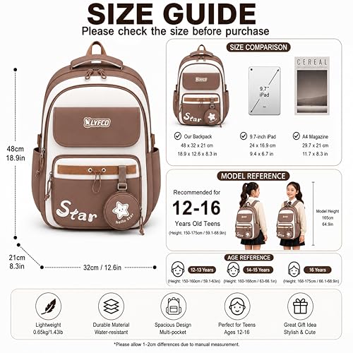 Image of School & College Backpack with Detachable Pouch | 18 Inch Large capacity bag for Girls & Boys Age of 12-16 years | Best for School, Tution, Travel, Camping