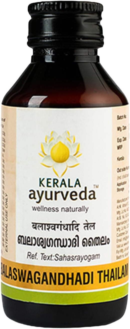 KERALA ayurveda Balaswagandhadi Tailam 200ml | Improved Muscle Strength| Relieves Weakness & Tiredness After Illness | Herbal Massage Oil | With Bala, Aswagandha, Laksha, and Sesame Oil