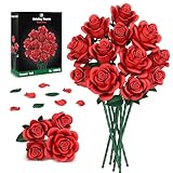 Red Roses Flower Bouquet Building Sets, 670Pcs Artificial Flowers Building Blocks Compatible with Lego Flowers for Adults Christmas Birthday Gifts for Women Mom Valentines Day Gifts