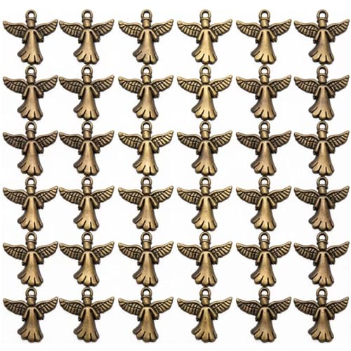 WATASAA 60PCS Angel Charms Bulk - Antique Bronze & Silver