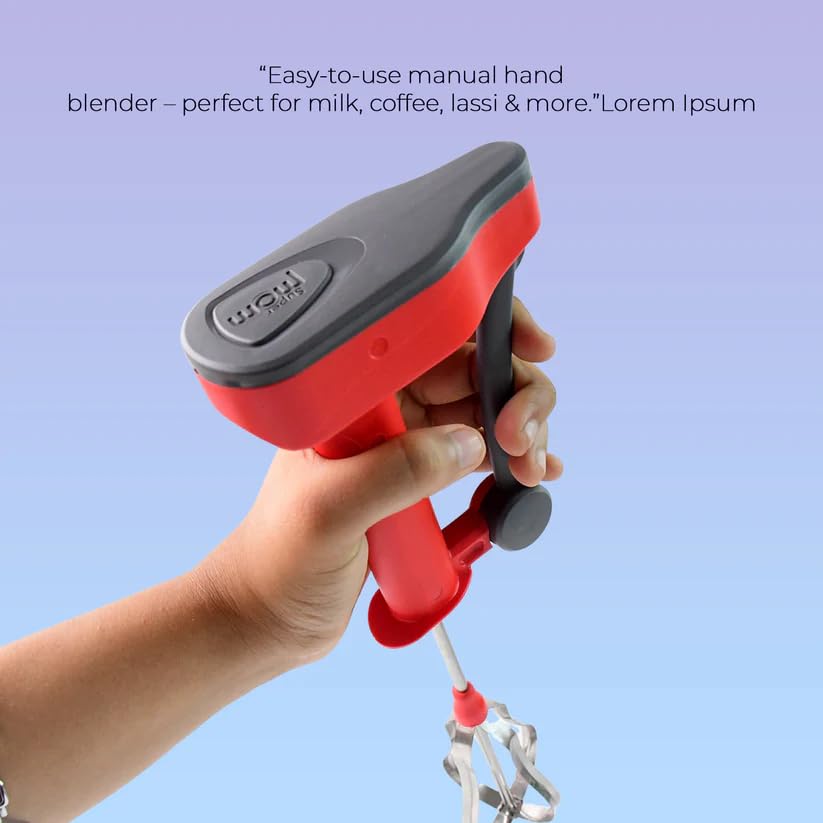 Image of SUPERMOM Hand Blender 1 Pc - Manual Multipurpose Handheld Blender with Stainless Steel Whisk for Coffee, Egg Beating, Churning, Cream and Milkshake, Compact and Easy to Clean Mixer for Kitchen Use