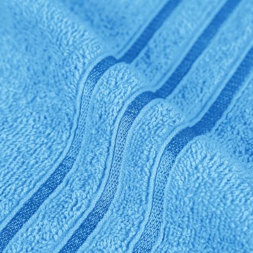 Image of MYTRIDENT Towel Set| Comfort Living | Quick Drying | Travel Friendly | for Men /Women | 3 PC Towel Set | 1 Bath (70 cm x 140 cm) 2 Hand (40 cm x 60 cm) | 100% Cotton 400 GSM - Ocean Blue