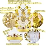 Golden Birthday Decorations Set - Gold Party Decorations with Banner, Crown Balloon，Balloon Arch, Curtains Background, Tablecloth, Cake Topper, Confetti Balloons for Boys Girls Men Women Party - Image 5