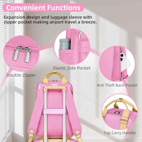 Image of LARVENDER Luggage Sets 3 Piece Expandable Carry on Luggage 22x14x9 Airline Approved Hardshell Suitcase with Wheels TSA Lock, Lightweight Suitcase Set for Women with Travel Backpack, Berry