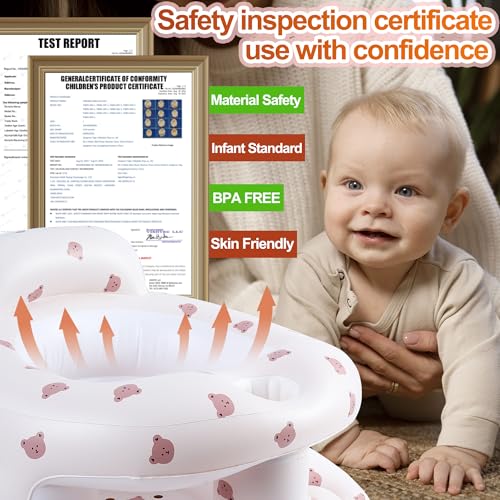 Image of Upgraded Inflatable Baby Seat with Safety Guardrails, Thicker Sit Me Up Floor Seat for Baby Chair Sit Me Up, Blow Up Baby Chair Built in Air Pump for Babies 3-36 mth