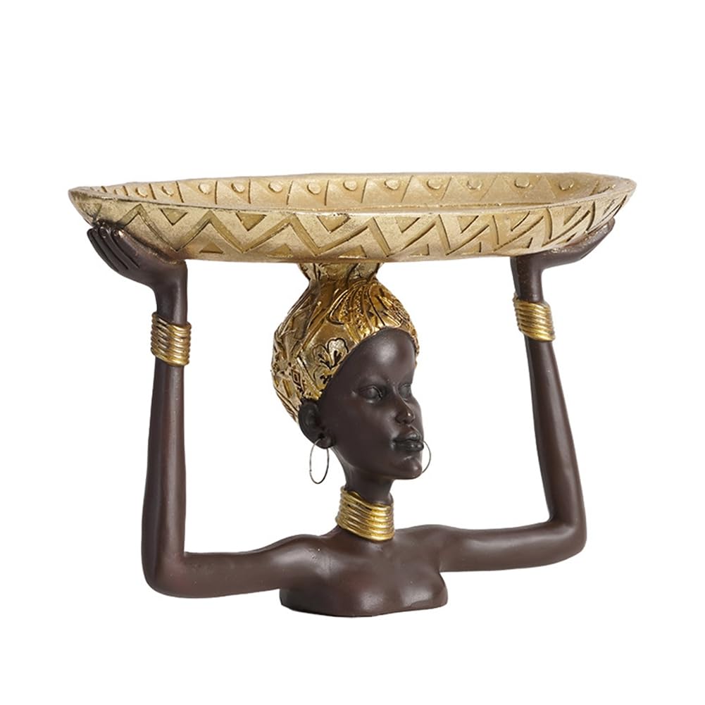 CTRLZS Lady Statue Tray African Table Centerpieces Resin Ornament Sculpture Craft for Home Desktop Offic