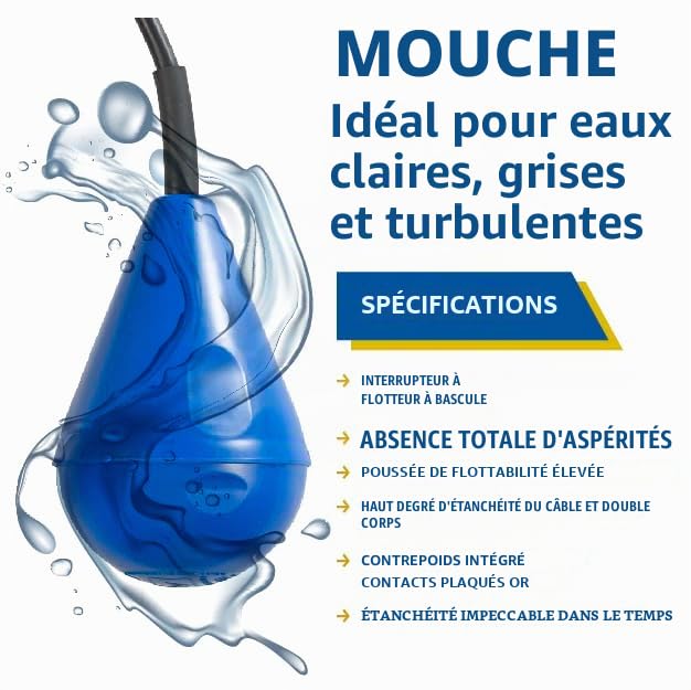 Interrupteur à Flotteur E-FLY 10 m, Régulateur de Niveau Made in Italy pour Eaux Usées
