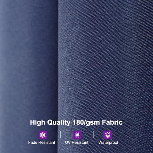 Image of PURPLE LEAF Patio Umbrella 14ft with Base and Solar Lights, Navy Blue