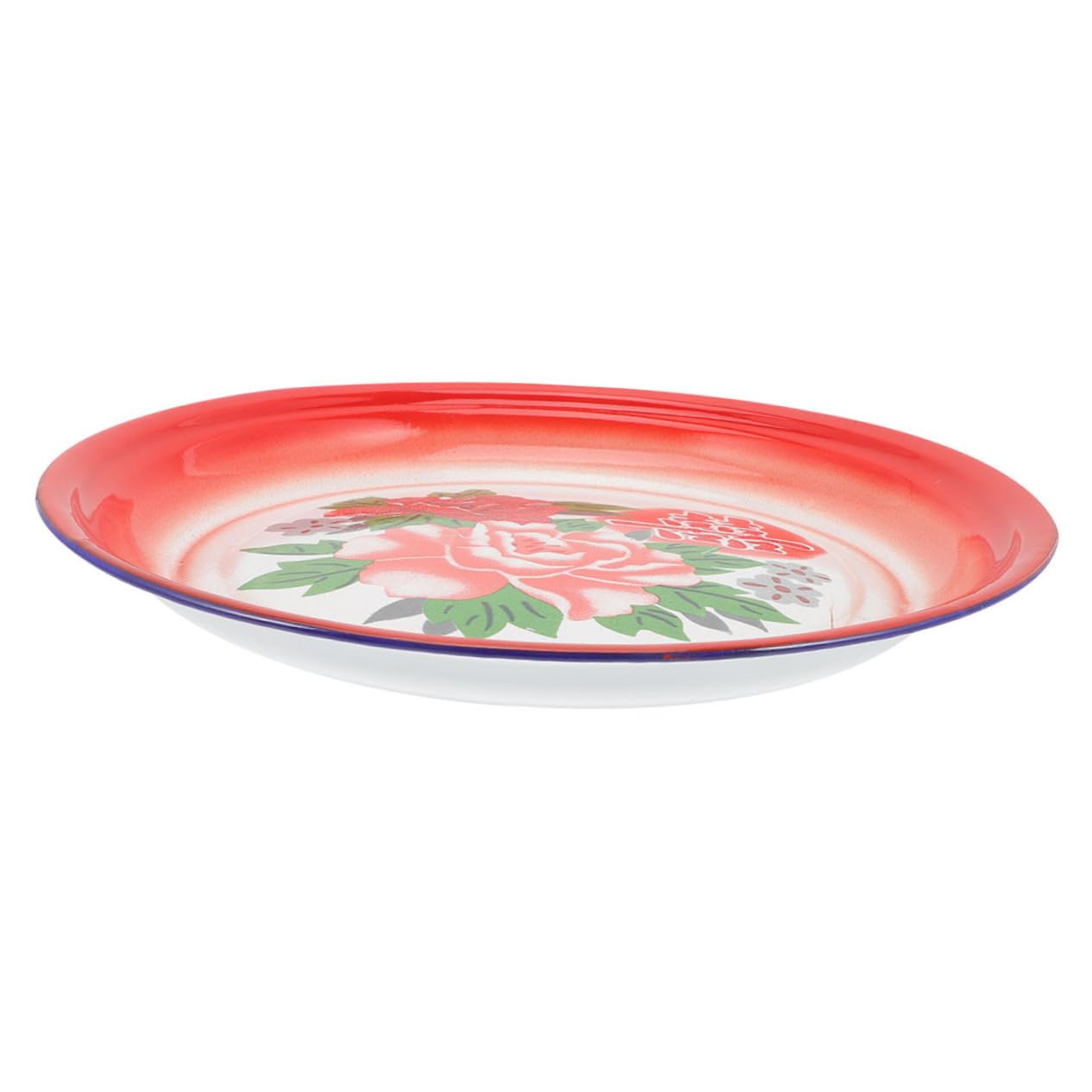 SOLUSTRE Classic Enamel Serving Plate Dessert Dish Chinese Style Food Tray Multi Functional Home Accessory for Tea Fruits and Cookies Elegant Decorative