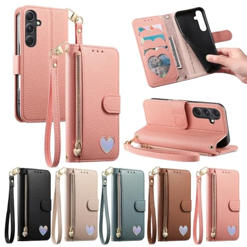 Housse Samsung Galaxy A31 portefeuille fermeture éclair rose - 2