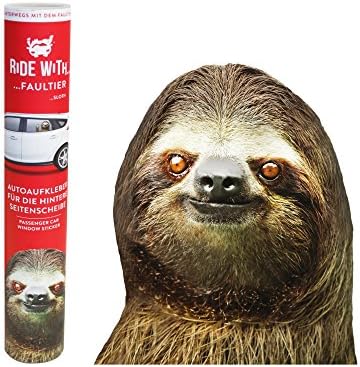 Thumbs Up UK Ride with Sloth, Car Window Cling (Left)