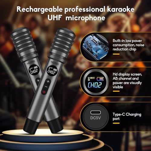 Image of MLOVE Karaoke Machine for Adults with 2 Wireless Microphone, Bluetooth 5.4 200W Portable PA Speaker,REC, EQ Sound Effects, Instrument Input - Ideal for Home,Outdoor Parties Friends and Families Gifts