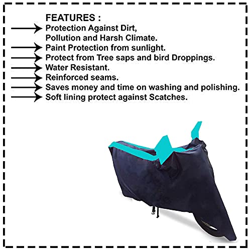 Image of Auto Pearl Water Resistant Cyan Blue 3Strip Bike Body Cover With Mirror Pockets Buckle Belt For Honda Activa 125