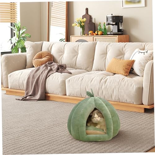 Lit grotte pour chat chaud et doux avec cachette lavable - 5