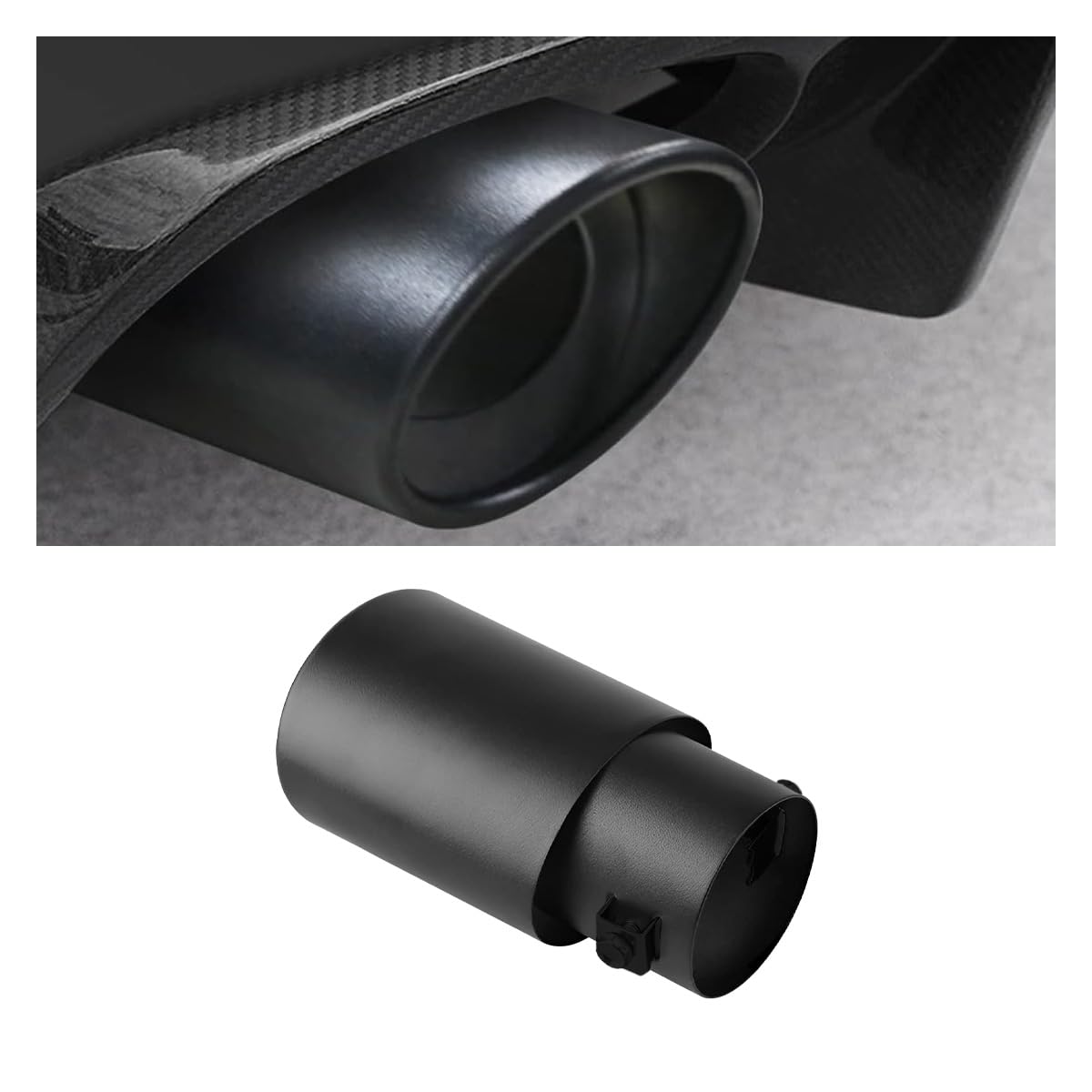 Stainless Steel Car Exhaust Tip, 2.5" to 3.3" Adjustable Chrome-Plated Finish Exhaust Tailpipe, Car Exhaust Pipe Modification Tail Throat Tail Pipe, Fit for Most Cars (Straight, Black)