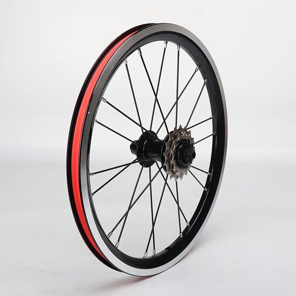 Fahrrad-Laufradsatz 16 Zoll, 305 mm Felge, V-Bremse, Radbolzen, 74/85 mm Nabe, 16/20 Loch, 9-13-17 Zähne, abnehmbares Ritzel (Black a)