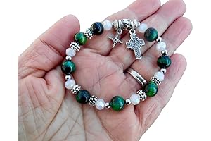 Irish Bracelet, Celtic Cross Necklace, St Brigid Cross Charm Stretch Bracelet